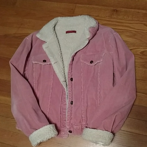 LVL X Jackets & Blazers - Corduroy rose pink sherpa wool lined jacket